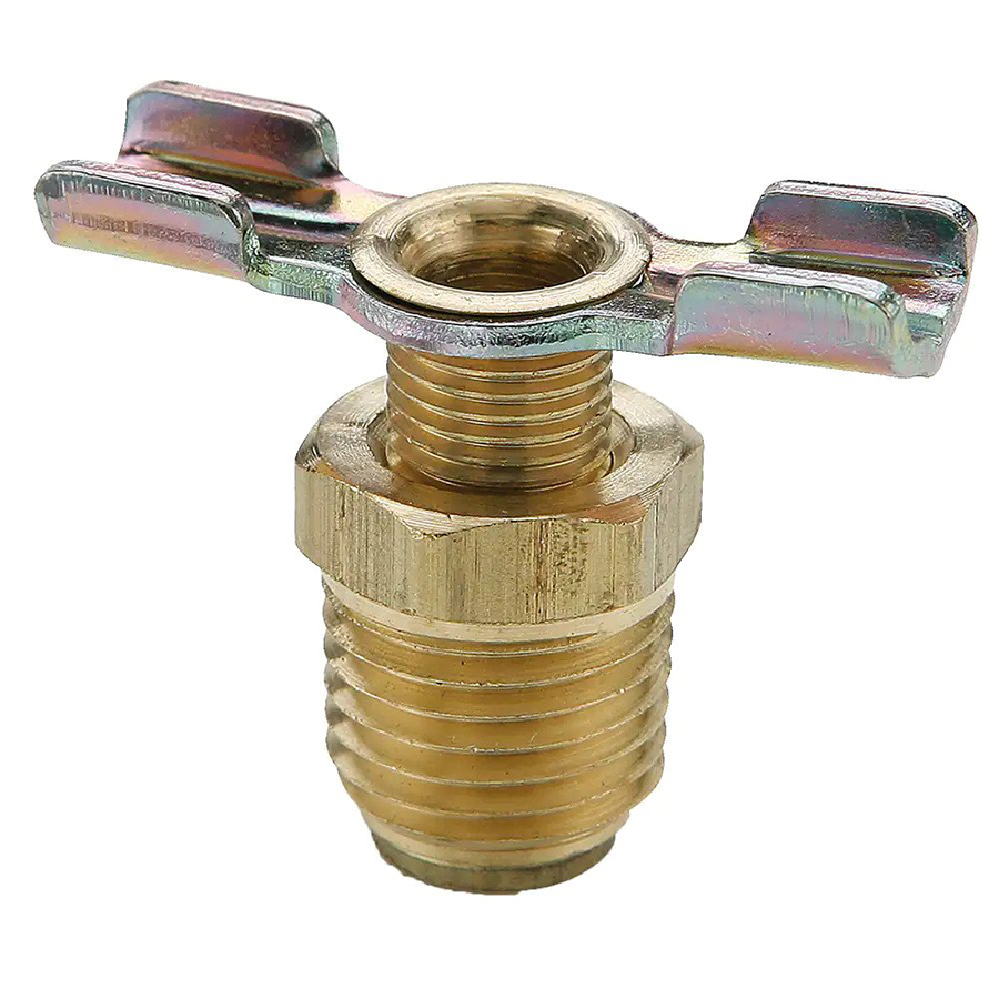 <ul><li>Designed for versatility and durability, these external seat drain cocks feature a rugged brass construction engineered to provide a reliable, metal-to-metal seal with simple hand-tightening. Specifically built for MNPT connections, these valves are an economical solution for managing low-pressure air, water, and gas applications. They are rated to withstand a working pressure of up to 150 PSI and are optimized for stable performance across a broad temperature spectrum, ranging from -25°F to +250°F. Whether utilized in industrial systems or fluid maintenance, these drain cocks offer a high-quality shutoff mechanism that ensures leak-proof integrity without the need for specialized tools.</li></ul>|